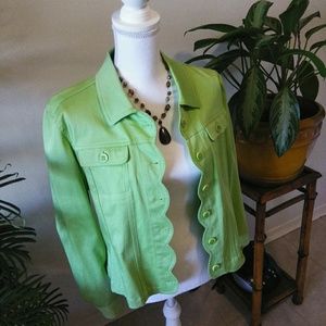 - "Tribal" Apple green button front jacket